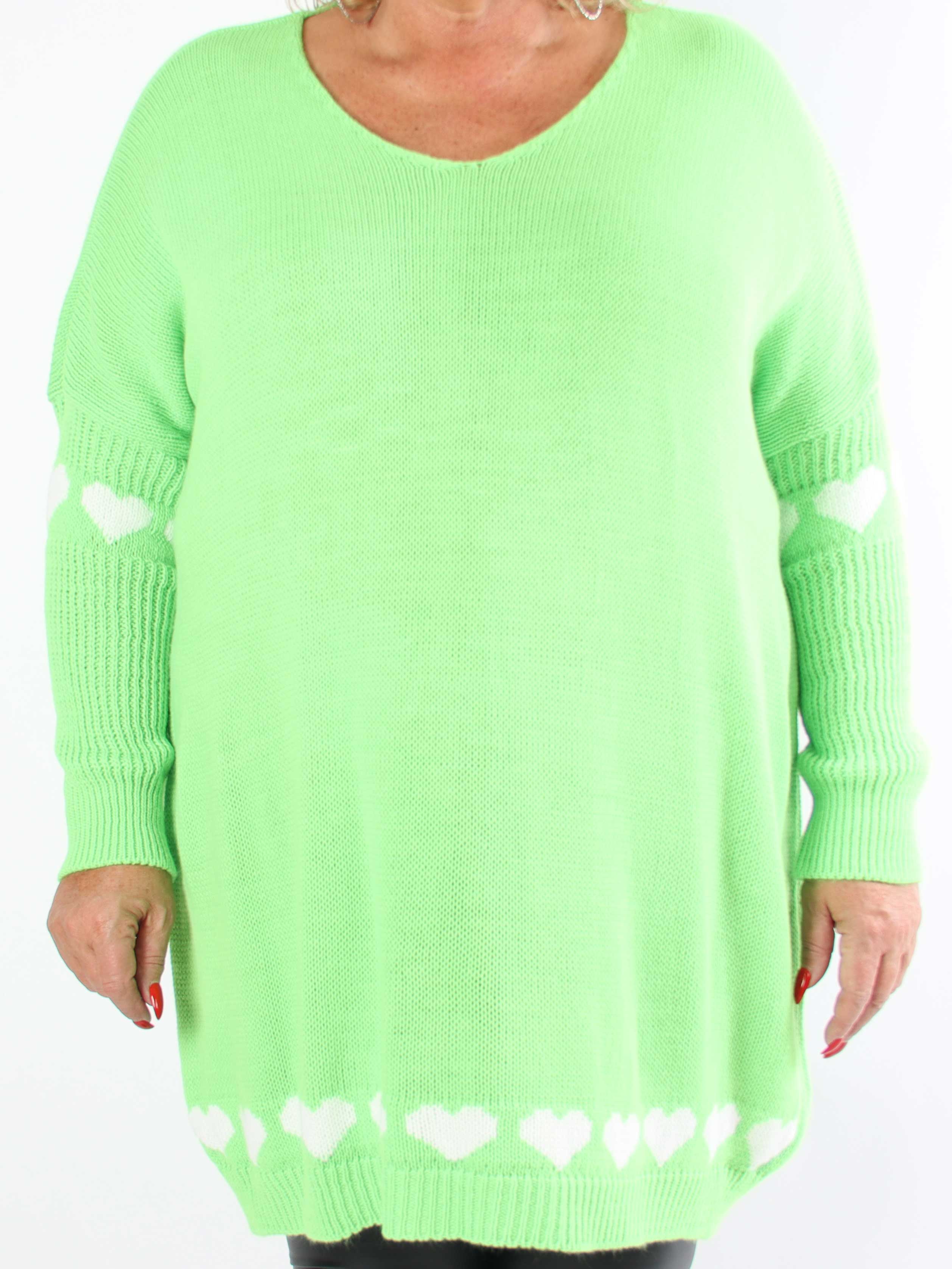 Katerina - Plus size-stickad tröja med söta hjärtdetaljer